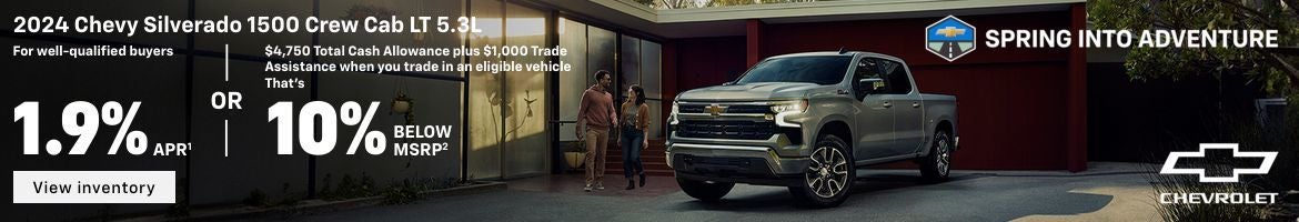 2024 Chevy Silverado 1500 LT 5.3L. For well-qualified buyers 1.9% APR. Or, $4,750 Total Cash Allo...